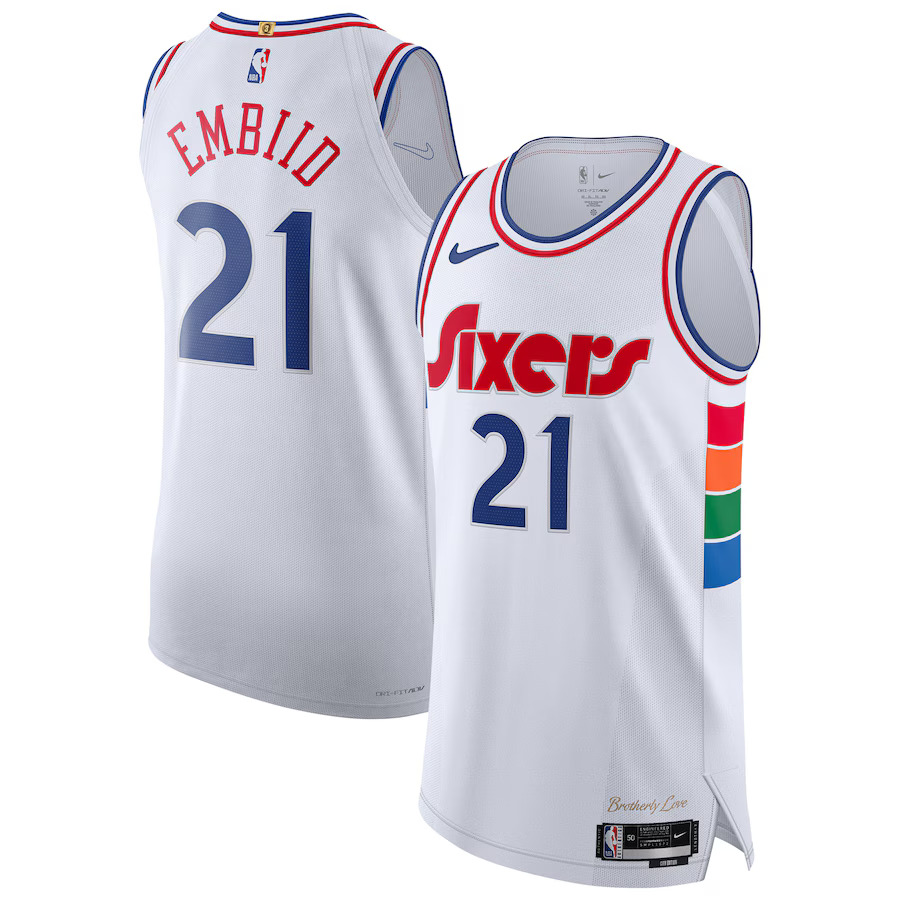 Men Philadelphia 76ers #21 Joel Embiid Nike White City Edition 2024-25 Authentic Player NBA Jersey->philadelphia 76ers->NBA Jersey